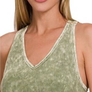 Zenana Outfitters Sage Ribbed Tank Top